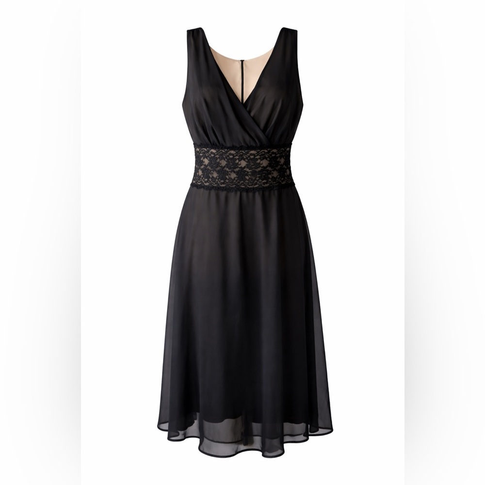 Connected Apparel Black Lace Waist Chemise